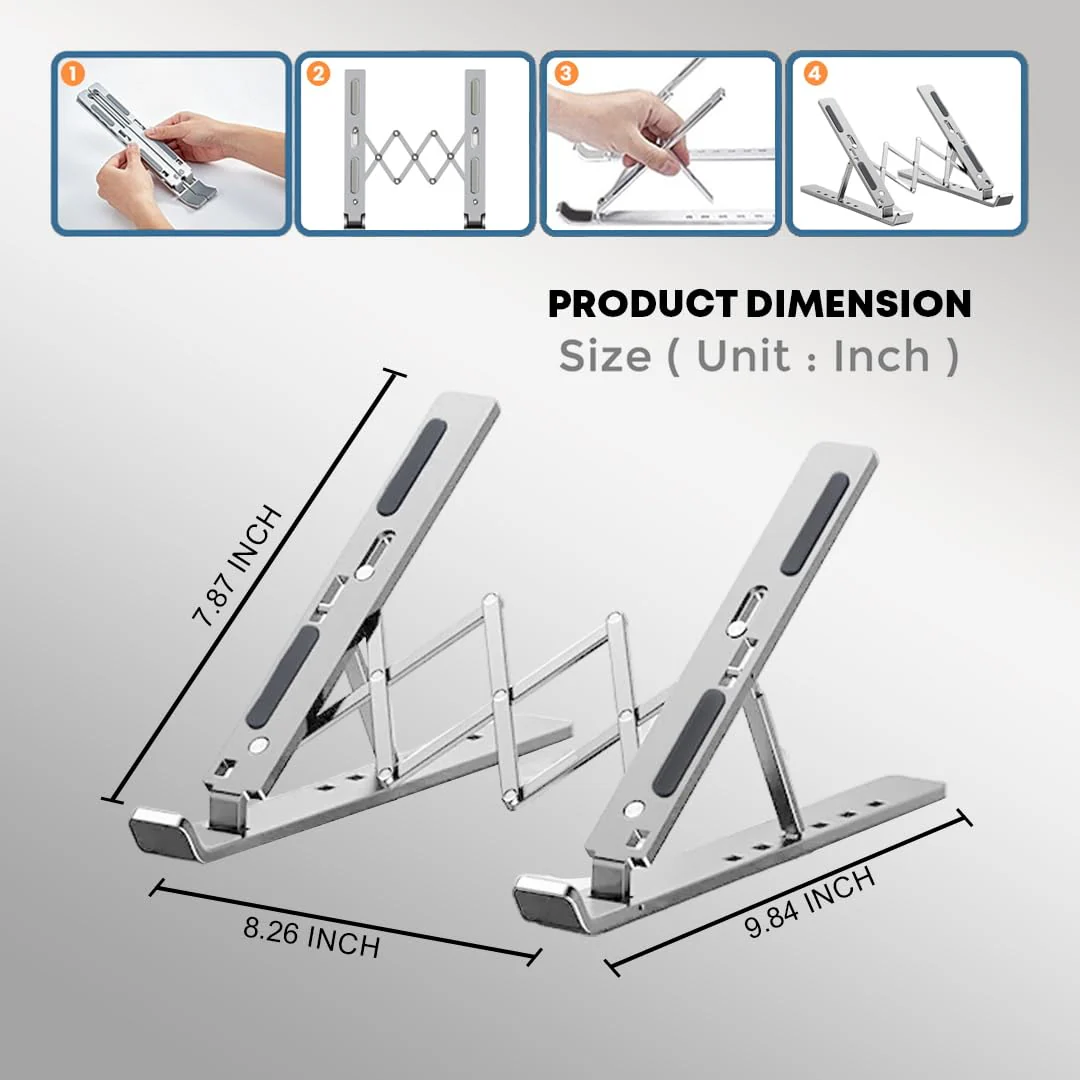 Laptop Stand Extra Strong Adjustable, Stand Riser Laptop Holder for Desk Air-Ventilation Notebook Mount, Compatible with MacBook Air, Pro, Dell, 10-15.6” - Image 3
