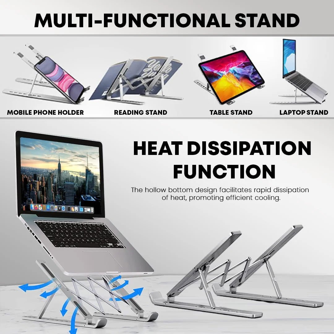 Laptop Stand Extra Strong Adjustable, Stand Riser Laptop Holder for Desk Air-Ventilation Notebook Mount, Compatible with MacBook Air, Pro, Dell, 10-15.6” - Image 4