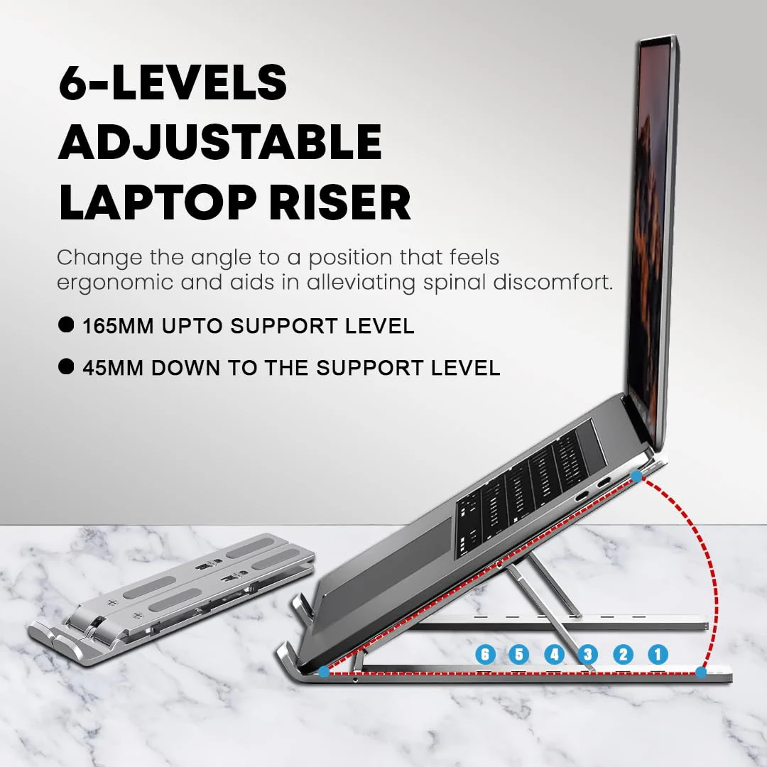 Laptop Stand Extra Strong Adjustable, Stand Riser Laptop Holder for Desk Air-Ventilation Notebook Mount, Compatible with MacBook Air, Pro, Dell, 10-15.6” - Image 5
