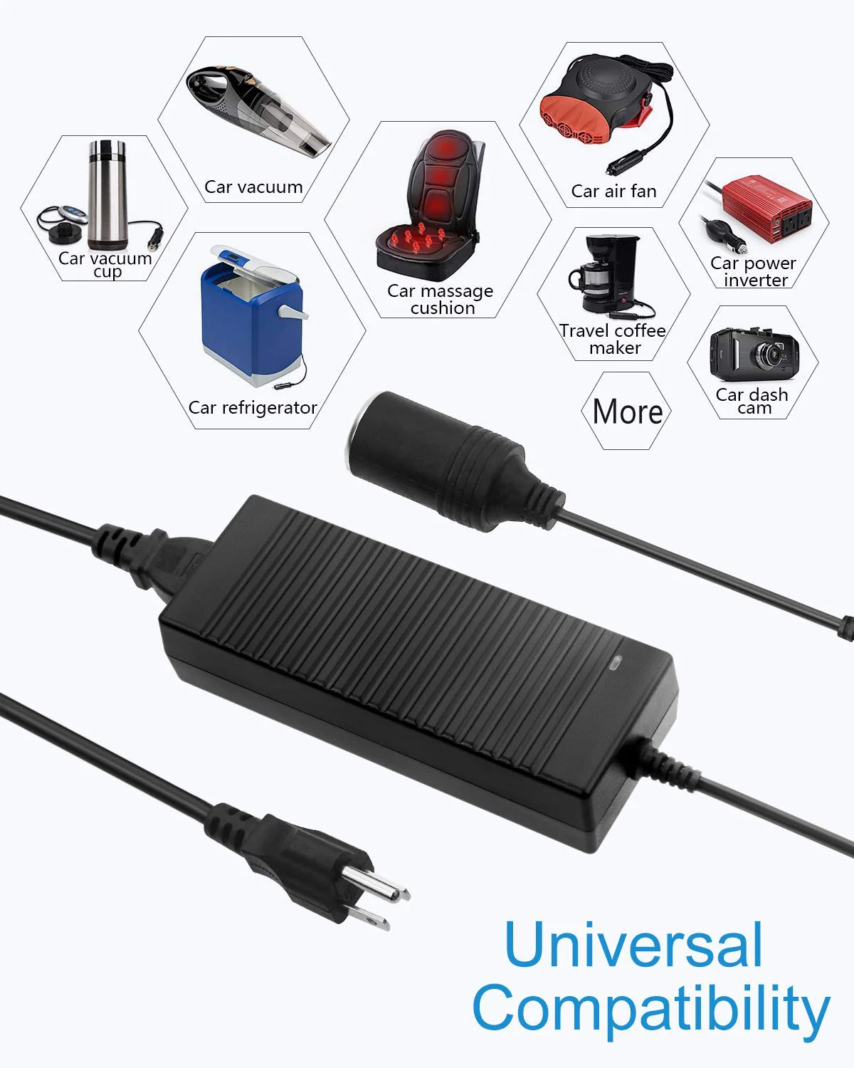200W AC to DC Converter 240V to DC-12V Car Cigarette Lighter Socket Adapter for Inflators, Car Vacuum Cleaners, Car Refrigerators, and More - Image 4