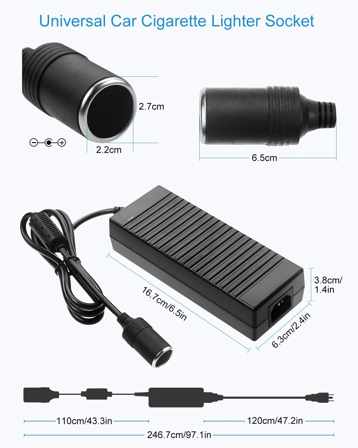 200W AC to DC Converter 240V to DC-12V Car Cigarette Lighter Socket Adapter for Inflators, Car Vacuum Cleaners, Car Refrigerators, and More - Image 5