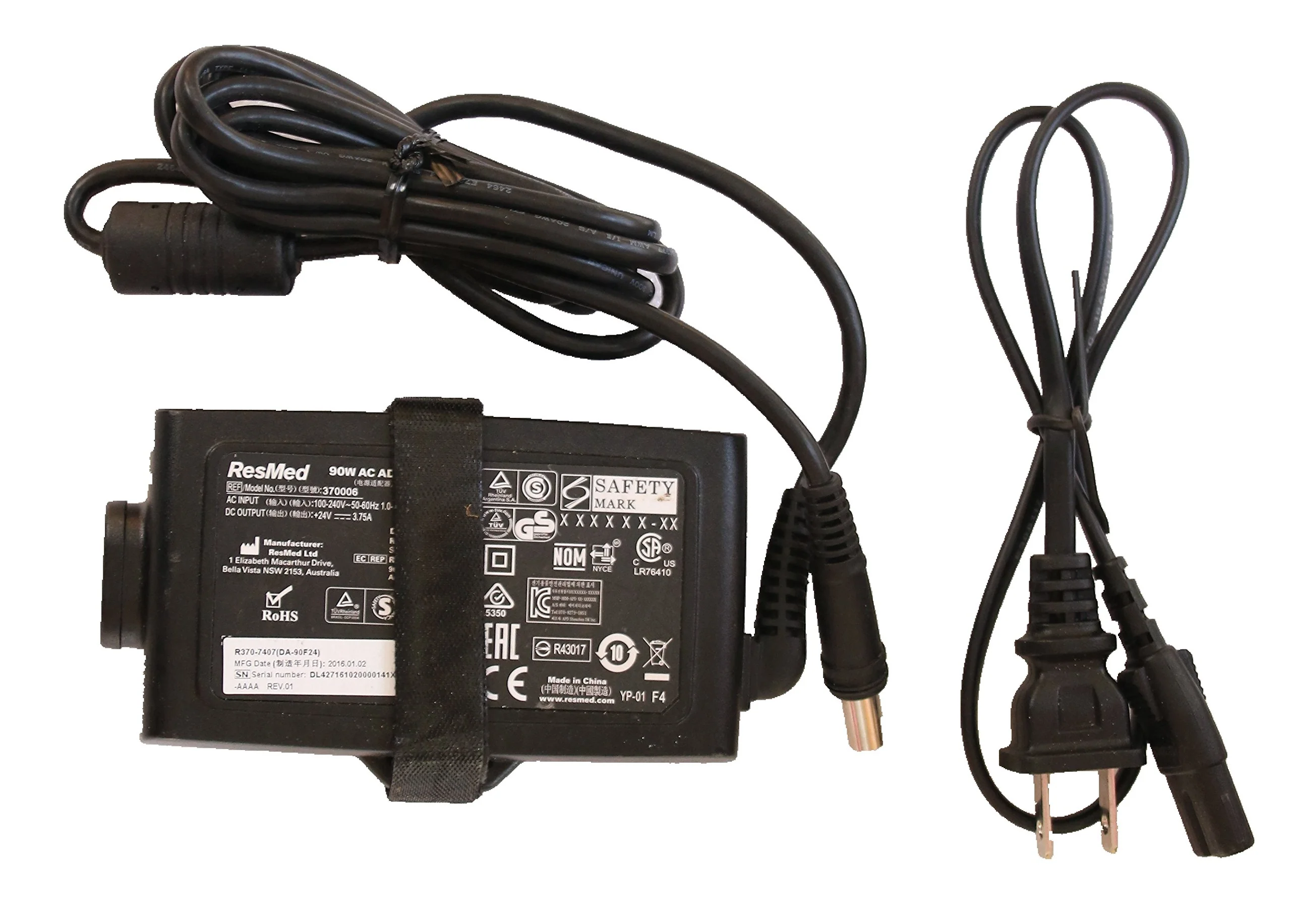(New) 24V 3.75A 90W AC DC Adapter for Resmed S10 370001 ResMed Airsense 10 AirStart 10 AirCurve 10 Series CPAP and BiPAP Machines Power Cord Resmed Airsense 10 Power Supply Cord - Image 2