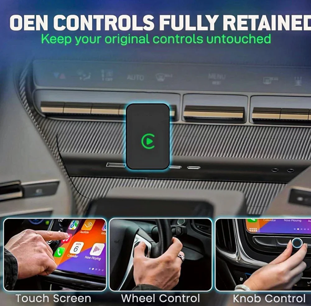 2 in 1 Airlink Wireless CarPlay Adapter | Android Auto Adapter for Car | Convert Wired to Wireless,Bluetooth Connectivity for Cars, OEM Installed Wired Android Auto/CarPlay (Black) - Image 3