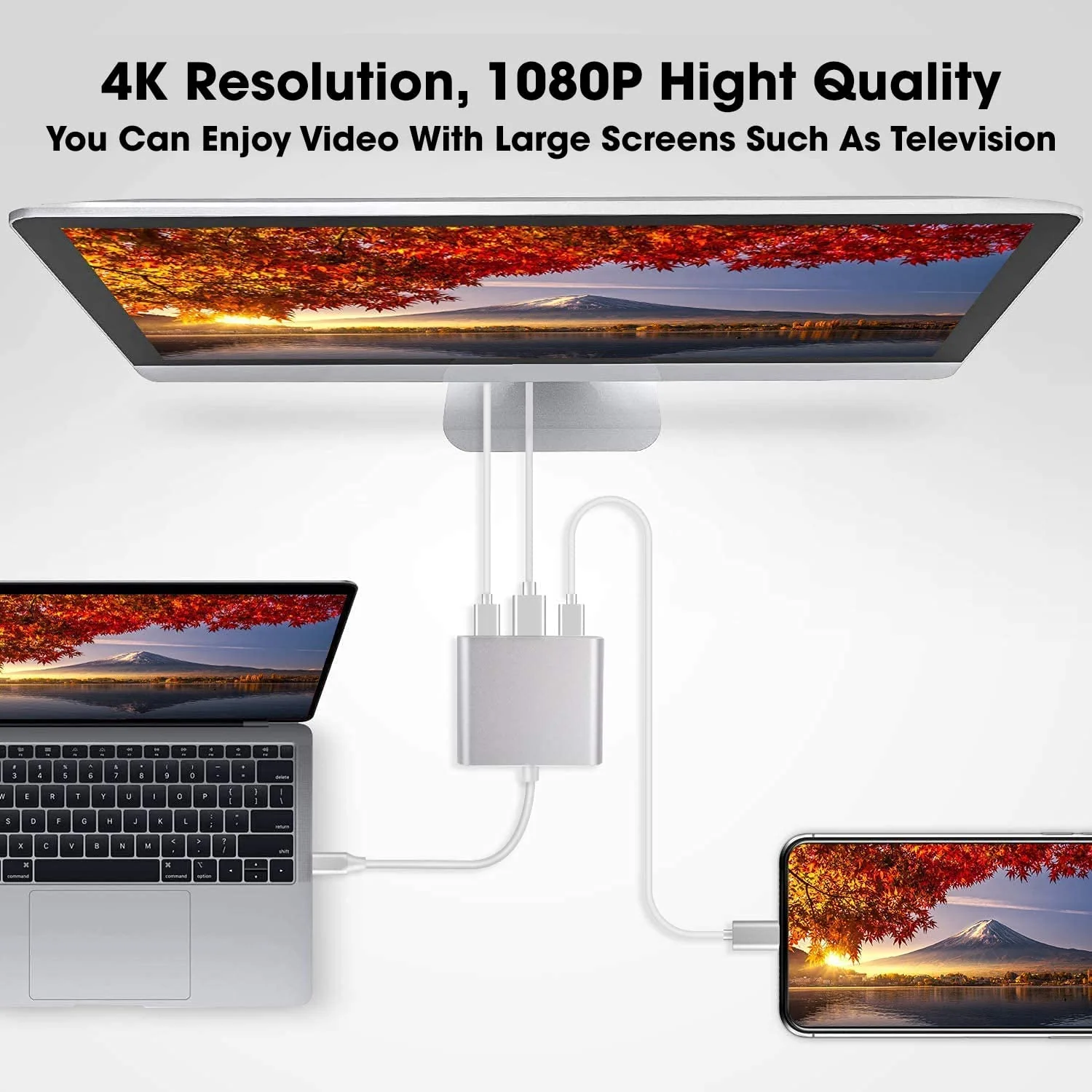 Hi-Lite Essentials 3 in 1 USB-C Hub,Type C to 4K HDMI Output,PD Charging Port, USB 3.0 USB C Hub for MacBook Pro, MacBook Air M1, C Enabled Device (3 in 1) - Image 3