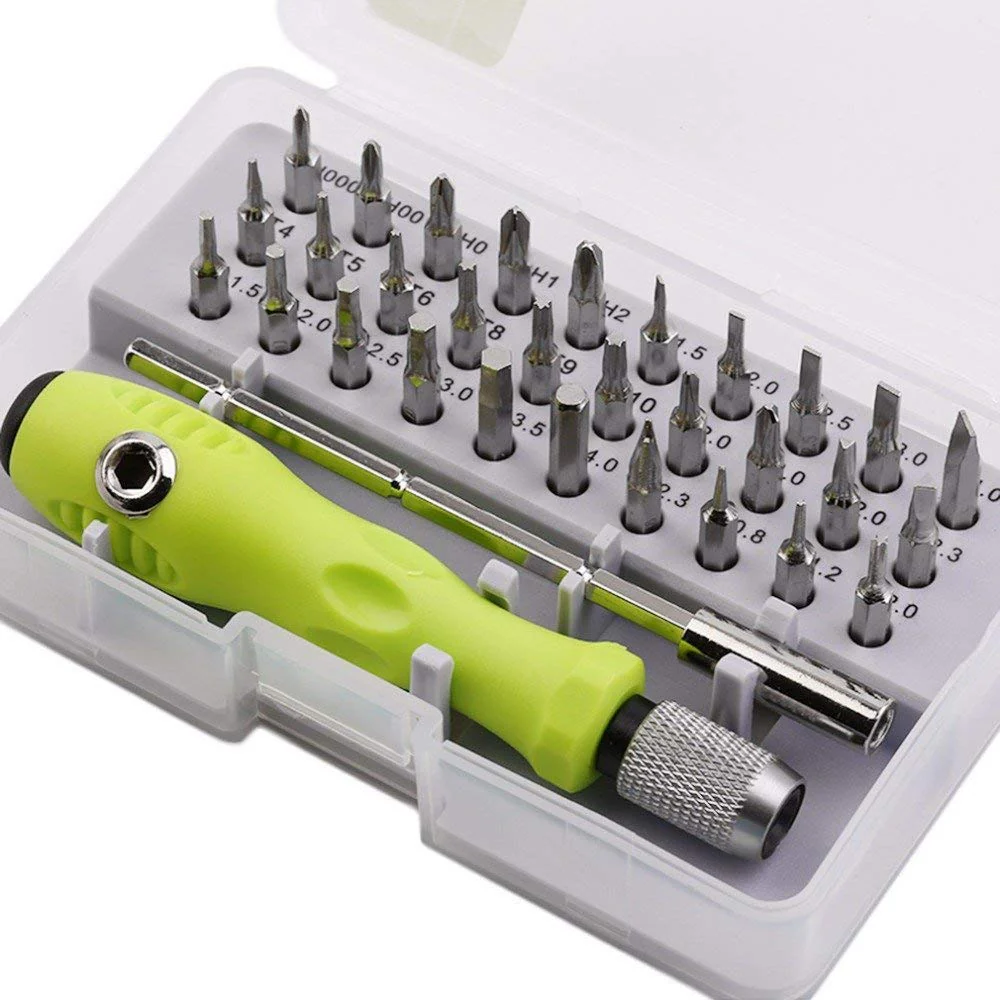 32 in 1 Screwdriver Toolkit Set - Phillips, Flat, Other Bit Types - 32 Pcs - Chrome Vanadium Steel - Electronic, Home Appliance & Precision Device Repair