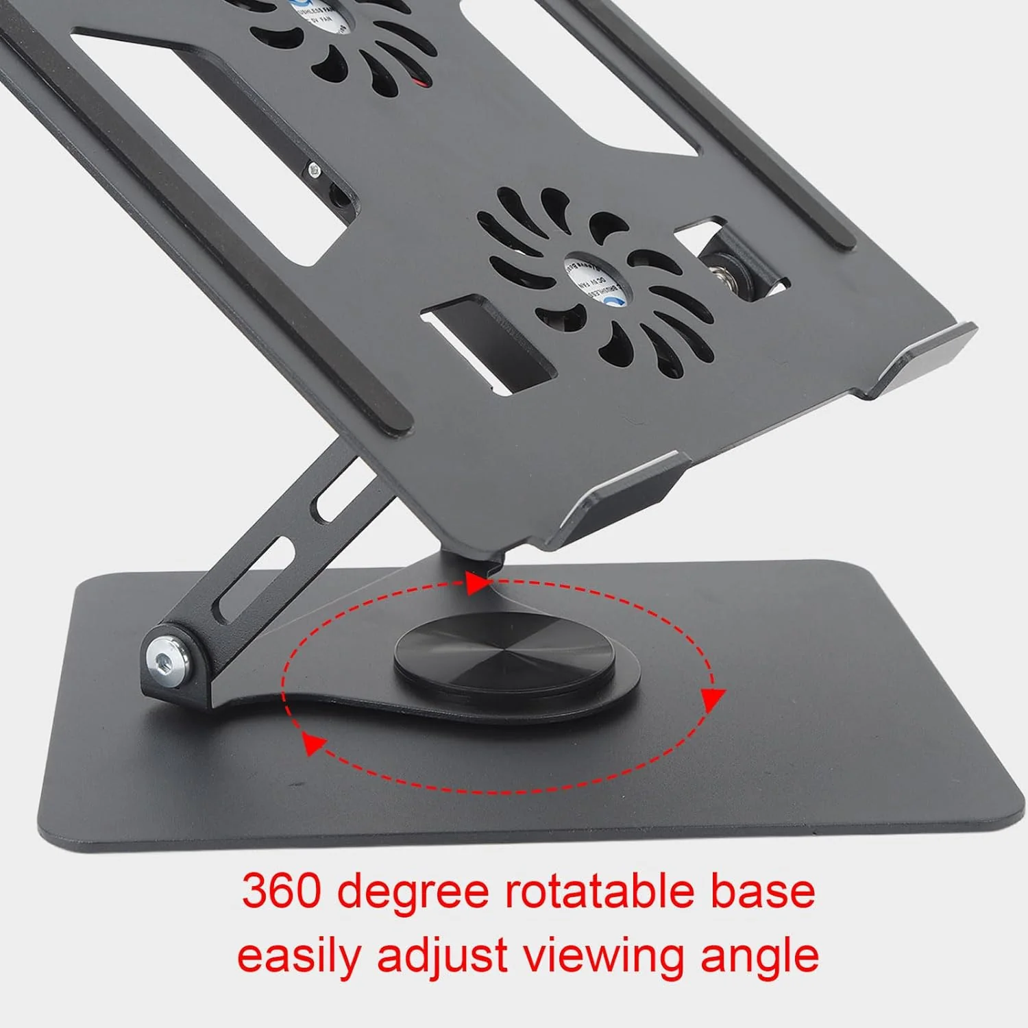 360 Degree Rotating Foldable Laptop Riser Holder Aluminum Alloy Portable Laptop Cooling Stand With Double Fans Laptop Stand - Image 4