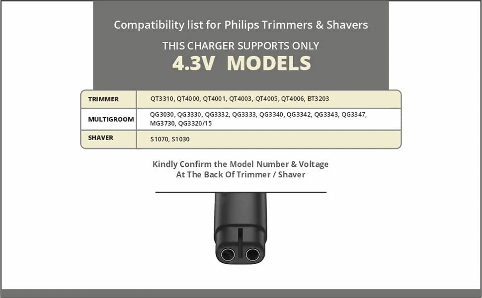Hi-Lite Essentials 4.3v Trimmer Charger Adapter for Philips Trimmer (Check Compatibility in description) - Image 3