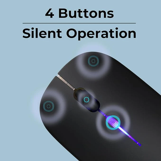 AD NET 2 in 1 Wireless-Bluetooth RGB Mouse | Rechargeable Battery | Upto 2400 DPI | Silent Clicks Wireless Optical  Gaming Mouse - Image 3