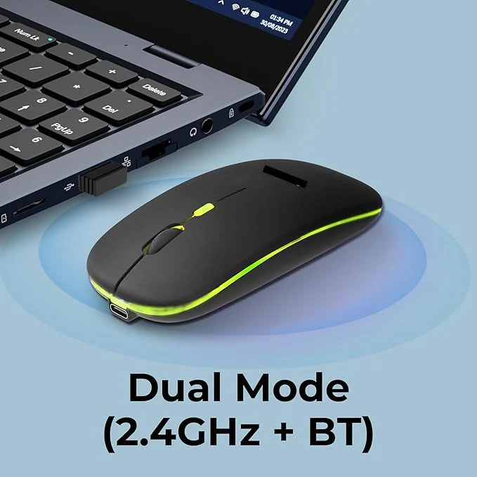 AD NET 2 in 1 Wireless-Bluetooth RGB Mouse | Rechargeable Battery | Upto 2400 DPI | Silent Clicks Wireless Optical  Gaming Mouse - Image 4