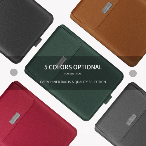 Leather Laptop Sleeve with Case Stand Feature, Mouse and Charger case, Compatible with MacBook 13 inch 14 inch All Models - Image 4