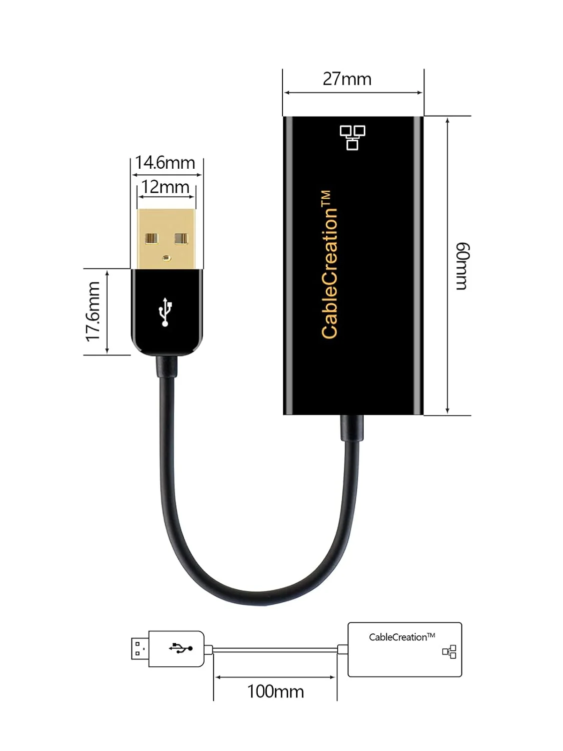 CableCreation USB to Network Adapter,USB 2.0 to 10/100 RJ45 Ethernet LAN Cable Compatible with MacBook Pro, Surface Pro 2/3/5/6, Plug and Play, Black - Image 4