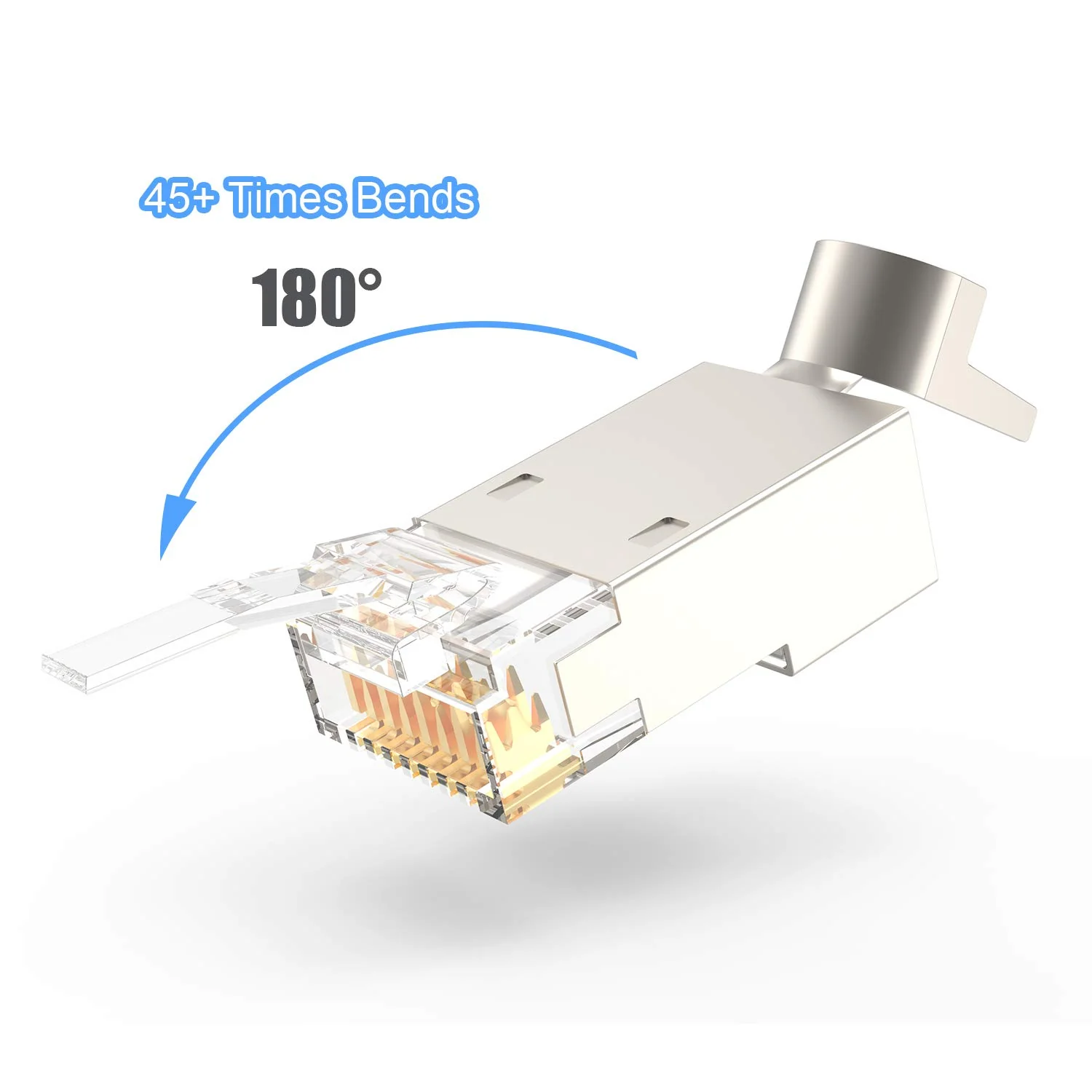 CAT 6a / CAT 7 Metal Shielded RJ45 Connectors,Cat 7 FTP 8P8C Modular Network Plug RJ 45 Cable Crimp Connector (Wire Hole 1.45mm/0.057in) - Image 3