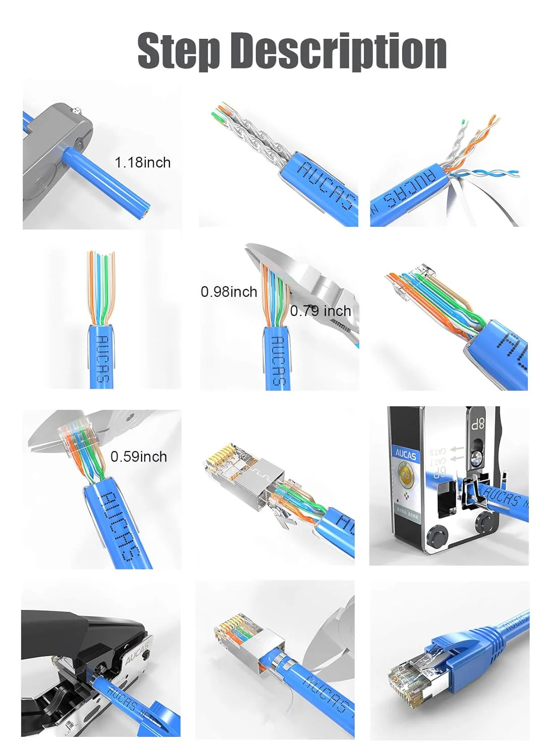 CAT 6a / CAT 7 Metal Shielded RJ45 Connectors,Cat 7 FTP 8P8C Modular Network Plug RJ 45 Cable Crimp Connector (Wire Hole 1.45mm/0.057in) - Image 7
