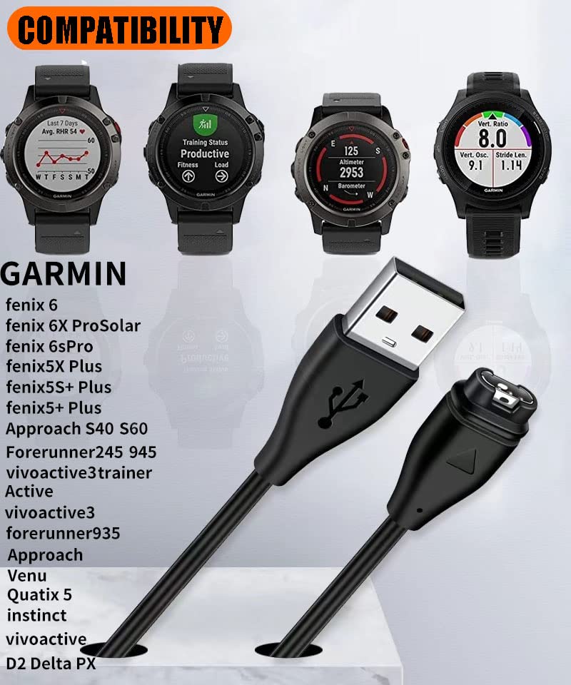 Hi-Lite Essentials Charging Cable for Garmin Watch, 2FT USB Garmin Charger & Data Transfer,for Garmin Fenix 7X 7 6X 6 6S 5 5X 5S Plus,Forerunner 935,Vivoactive 3,Approach S10 S40 - Image 3