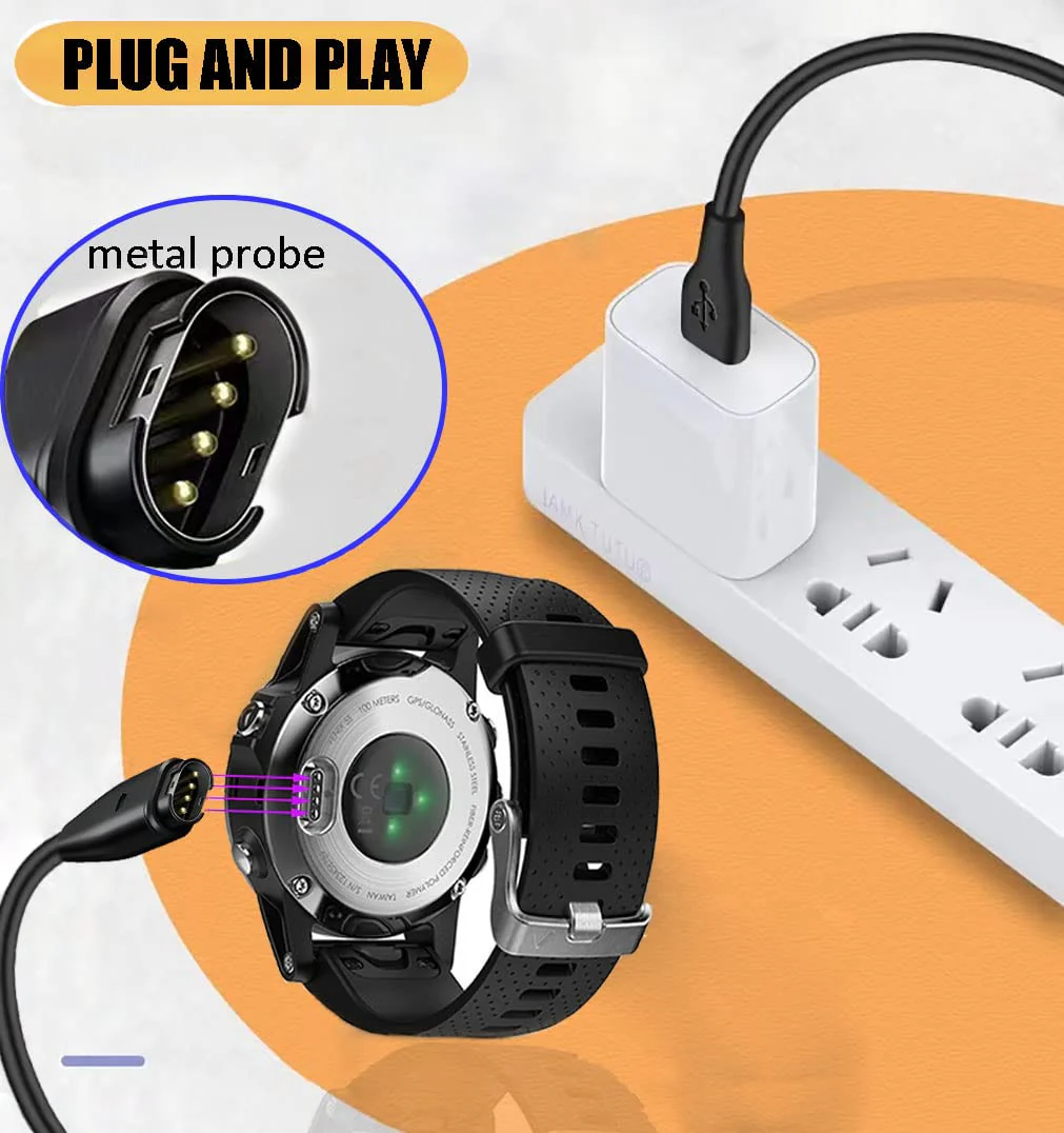 Hi-Lite Essentials Charging Cable for Garmin Watch, 2FT USB Garmin Charger & Data Transfer,for Garmin Fenix 7X 7 6X 6 6S 5 5X 5S Plus,Forerunner 935,Vivoactive 3,Approach S10 S40 - Image 4