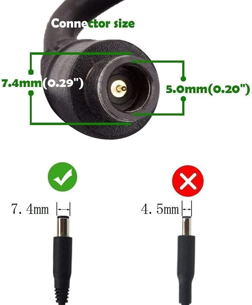 Compatible Dell 65w Moti Pin Laptop Power Adapter  19.5V 3.34A with Dell Latitude 3470 3480 3550 3570 3580 5280 5480 5580 7280 7480 E5270 E5450 Adapter 7.4MM X 5.0MM - power cable included - Image 5