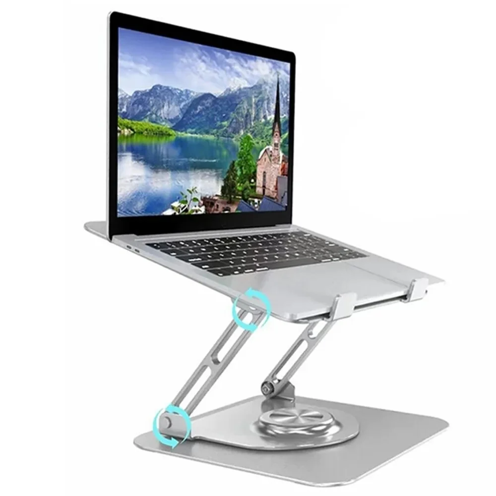 Foldable 360 Degree Rotating Laptop Lifting Bracket Aluminum Alloy Notebook Desktop Stand(Gray) - Image 3