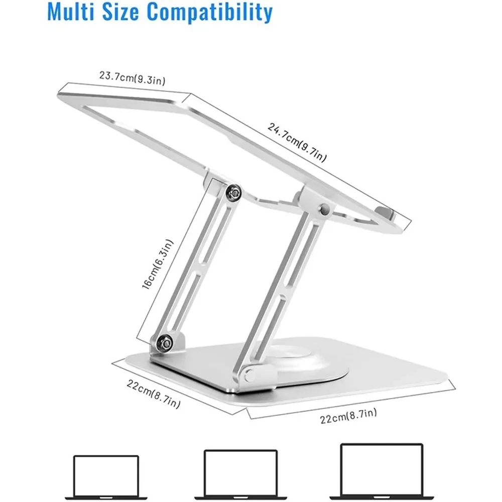 Foldable 360 Degree Rotating Laptop Lifting Bracket Aluminum Alloy Notebook Desktop Stand(Gray) - Image 4