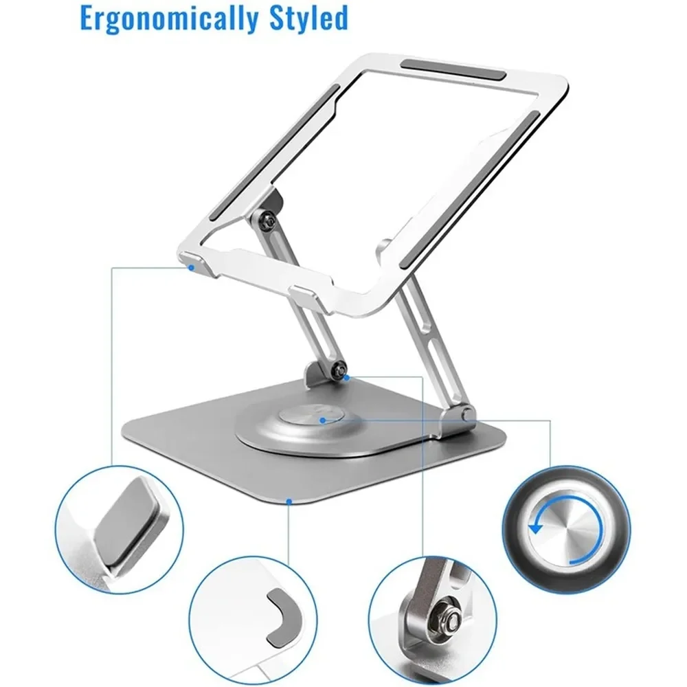 Foldable 360 Degree Rotating Laptop Lifting Bracket Aluminum Alloy Notebook Desktop Stand(Gray) - Image 5