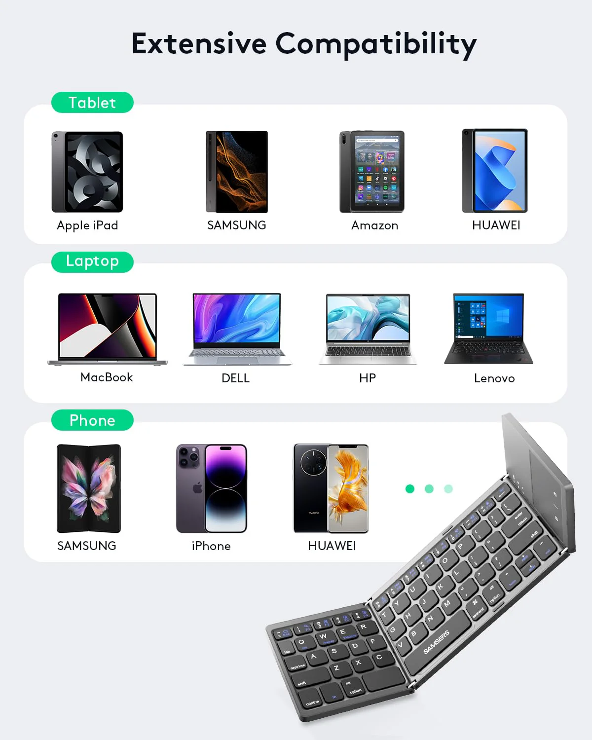 Foldable Bluetooth Keyboard with Touchpad - Portable Wireless Keyboard with Stand Holder, Rechargeable Full Size Ultra Slim Pocket Folding Keyboard for Android Windows IOS Tablet & Laptop-Gray - Image 2