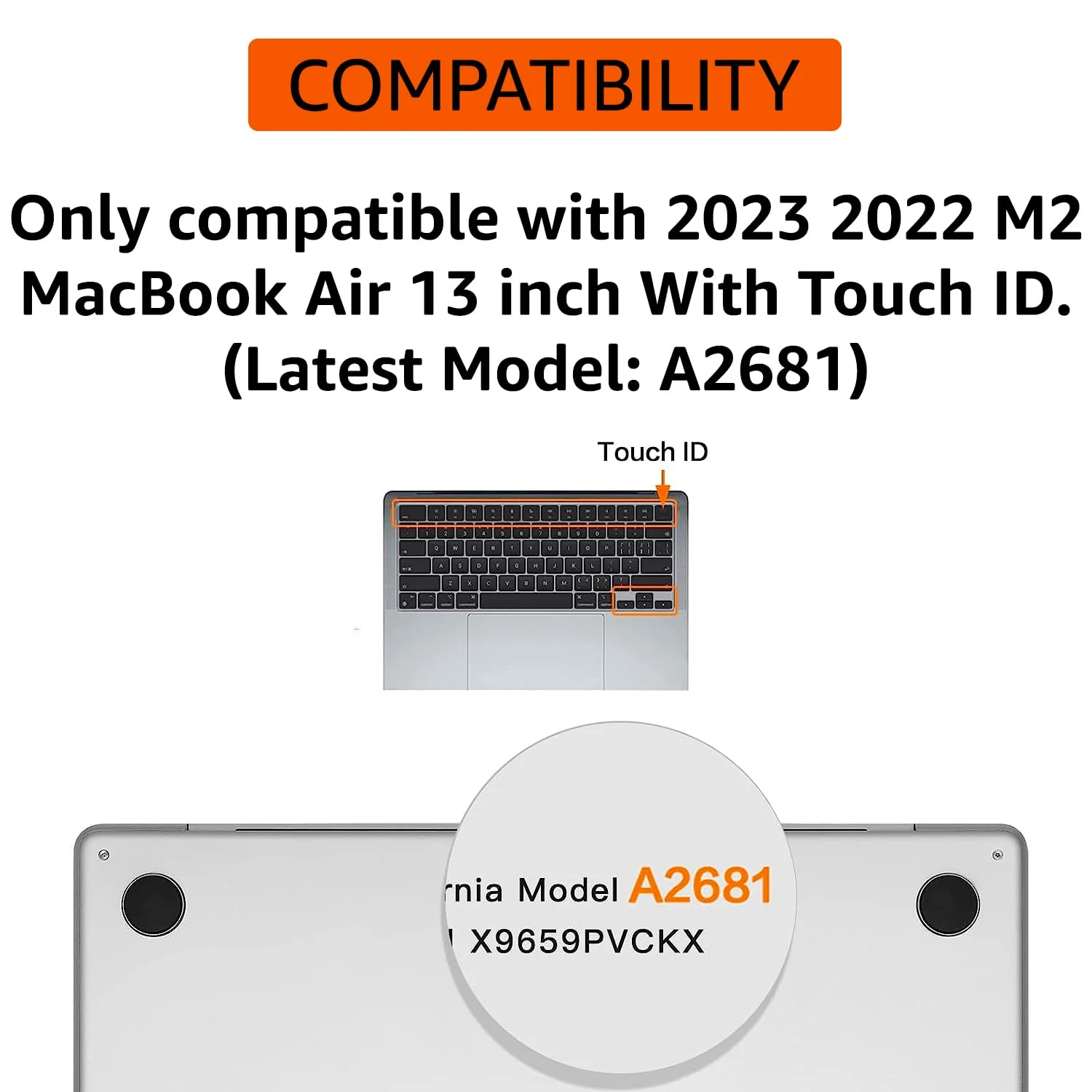 Transparent Plastic Hard Shell Case Cover Compatible for New MacBook Air 13.6 inch 2025 M4 A3240 M3 A3113 M2 A2681 with Touch ID,2025 2024 2022 Release,M2 M3 M4 Air- Free keyguard inside - Image 10