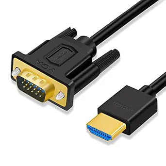 HDMI to VGA Cable 1.5M, Unidirectional Video Adapter (Male to Male) Compatible for Raspberry Pi, Roku,Computer, Desktop, Laptop, PC, Monitor, Projector, HDTV