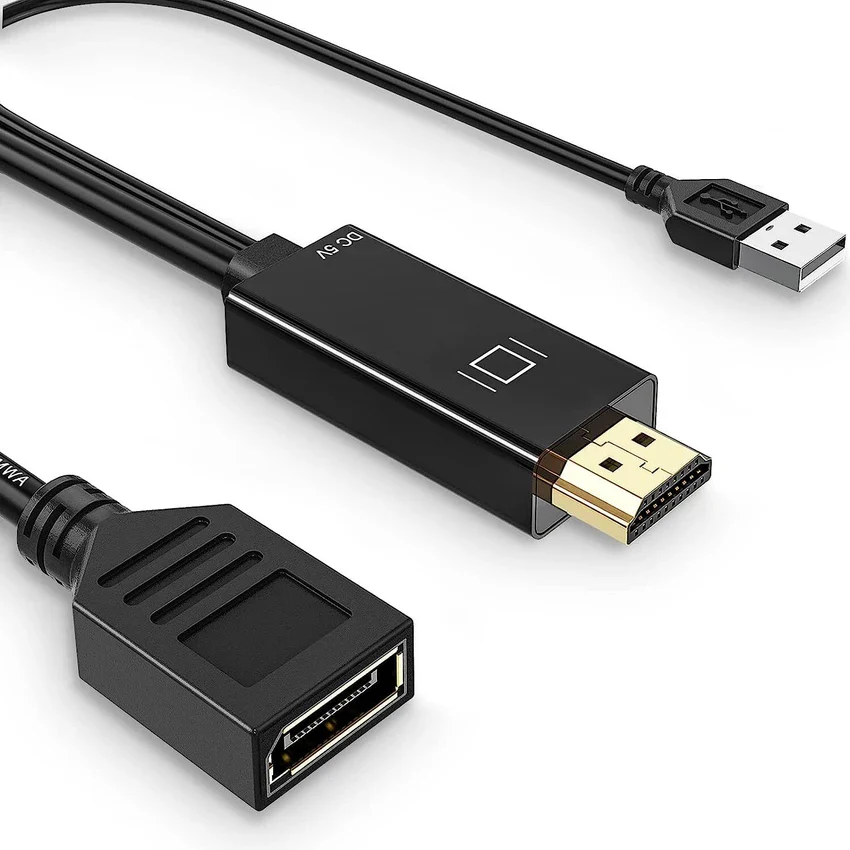 Hi-Lite Essentials 4K 30Hz HDMI to DisplayPort Video Adapter with USB Power | HDMI 1.4 (Male) to DP 1.2 (Female) Active Monitor Converter (HD2DP)