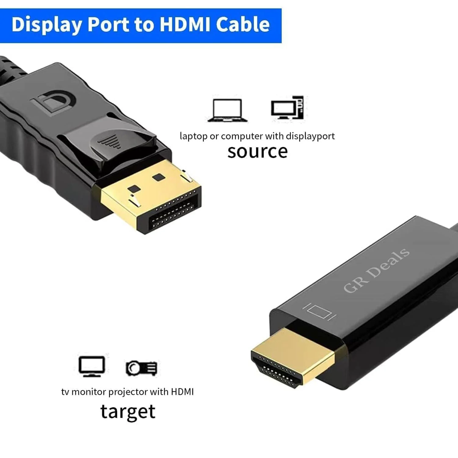 Hi-Lite Essentials 4K 30Hz HDMI to DisplayPort Video Adapter with USB Power | HDMI 1.4 (Male) to DP 1.2 (Female) Active Monitor Converter (HD2DP) - Image 4