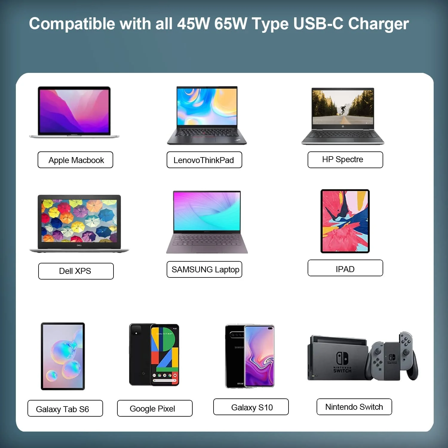 Hi-Lite Essentials 65W Charger Universal USB-C Charger Adapter for Viewsonic Touchscreen Display Monitor TD1655, VA1655 - Image 6