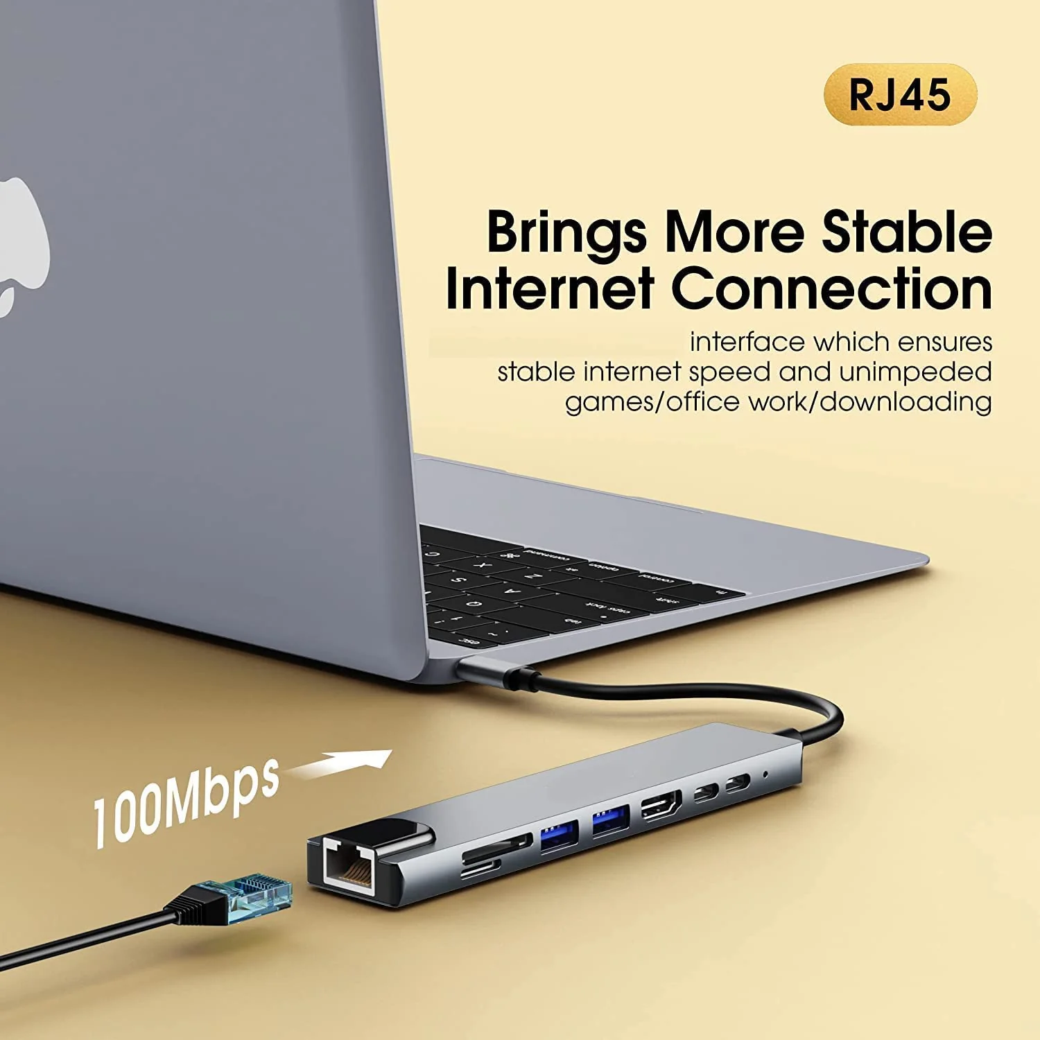 Hi-Lite Essentials 8-in-1 USB-C Hub Dock | Premium Aluminum Type-C Adapter with 4K HDMI, 100Mbps Ethernet, USB 3.0, 100W PD Charging, TF/SD Card Reader | Universal for Mac & Windows USB-C Devices - Image 5