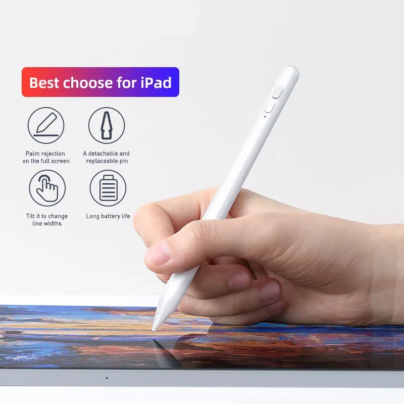 Active Stylus Pencil Pen with Palm Rejection Compatible for iPad 2018 or Later, Pencil for iPad with Palm Rejection, Rechargeable Stylus for iPad 2018-2022 - Image 4