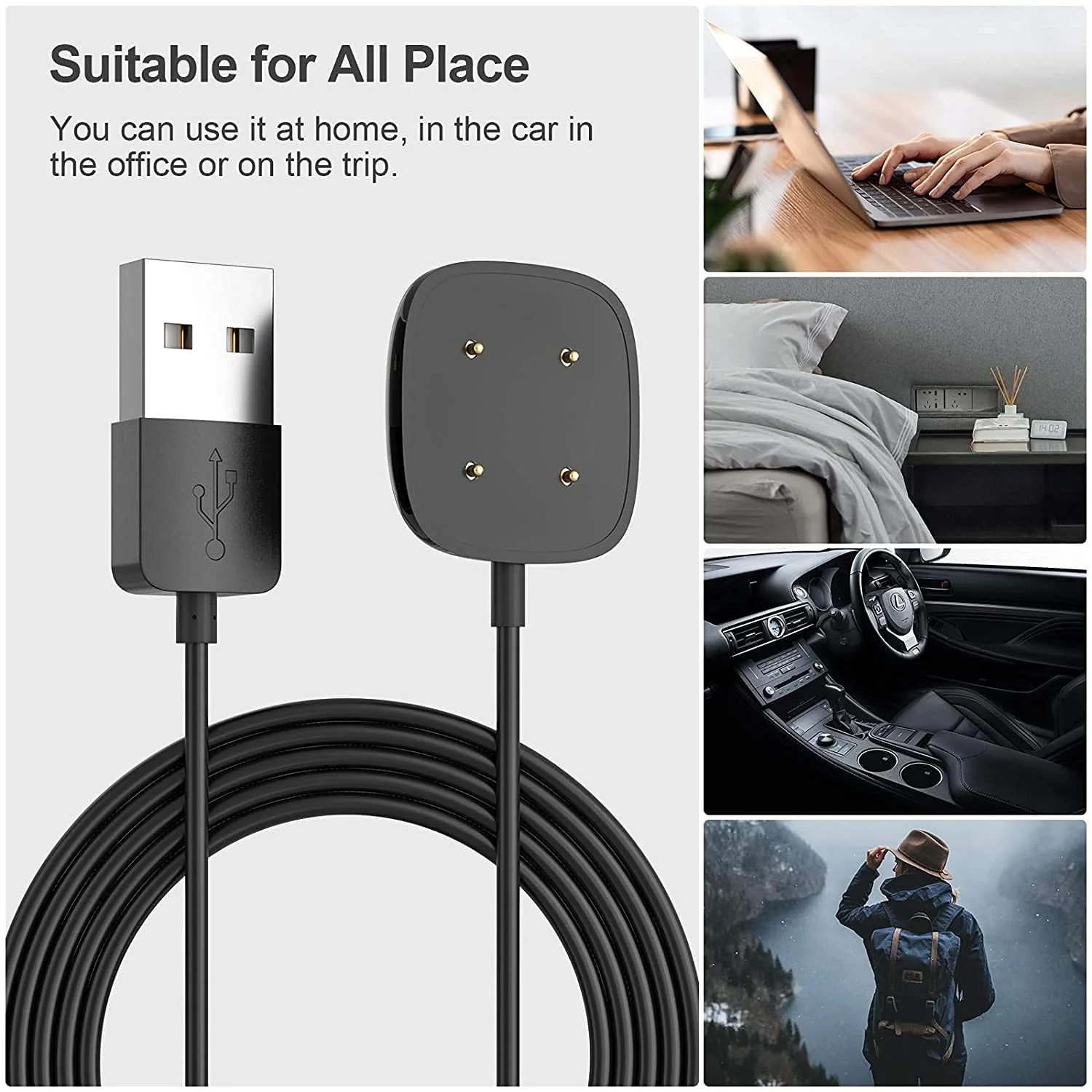 Hi-Lite Essentials Charger Dock Cable Compatible with Fitbit Sense/Versa 3 - Black - Image 3