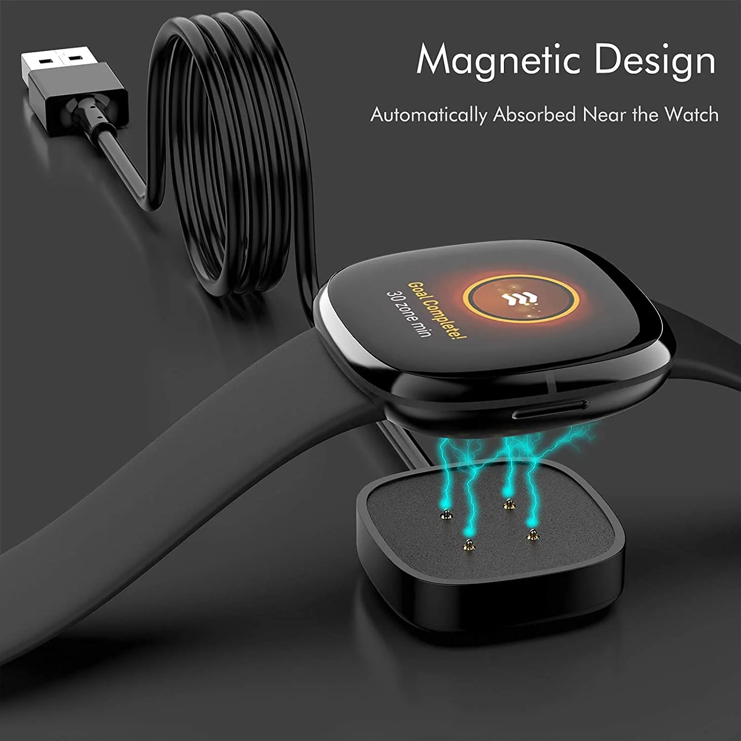 Hi-Lite Essentials Charger Dock Cable Compatible with Fitbit Sense/Versa 3 - Black - Image 4