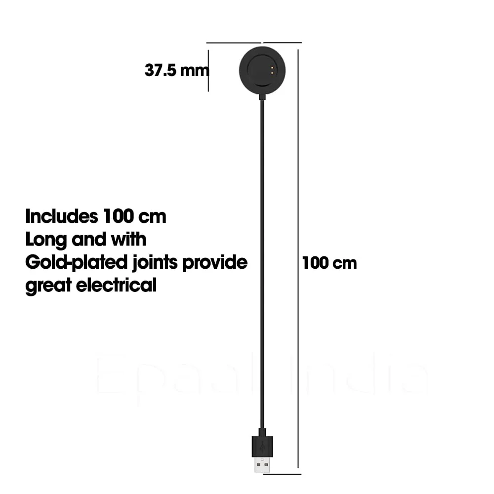 Hi-Lite Essentials Charging Dock Cable Compatible with Realme Watch 2 / Realme Watch 2 Pro, USB Cable, Magnetic Charger - Black - Image 4