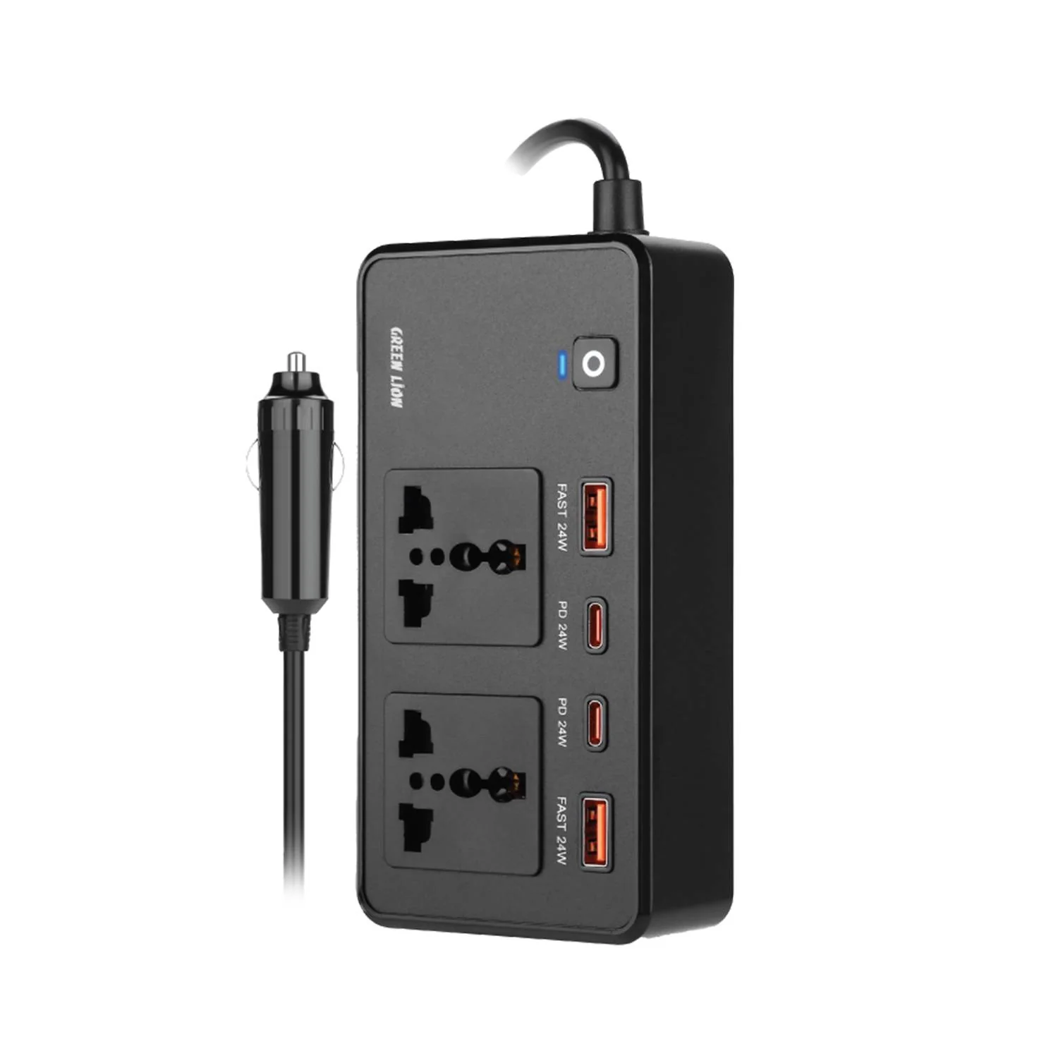 Hi-Lite Essentials DC to AC 200W Car Inverter, Compact Design, 50Hz Output Frequency, 2 Sockets, 2 USB-C, 2 USB-A - Black - Image 7