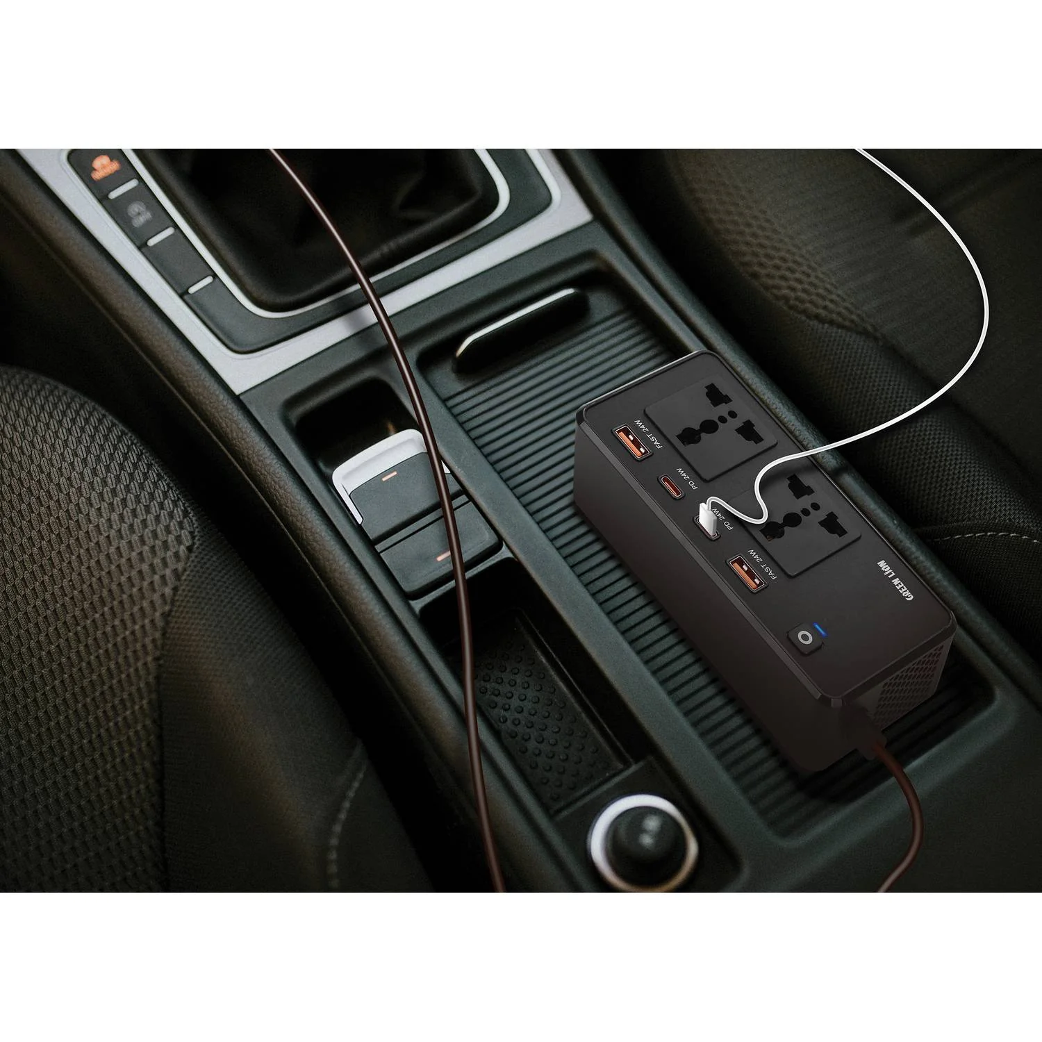 Hi-Lite Essentials DC to AC 200W Car Inverter, Compact Design, 50Hz Output Frequency, 2 Sockets, 2 USB-C, 2 USB-A - Black - Image 8