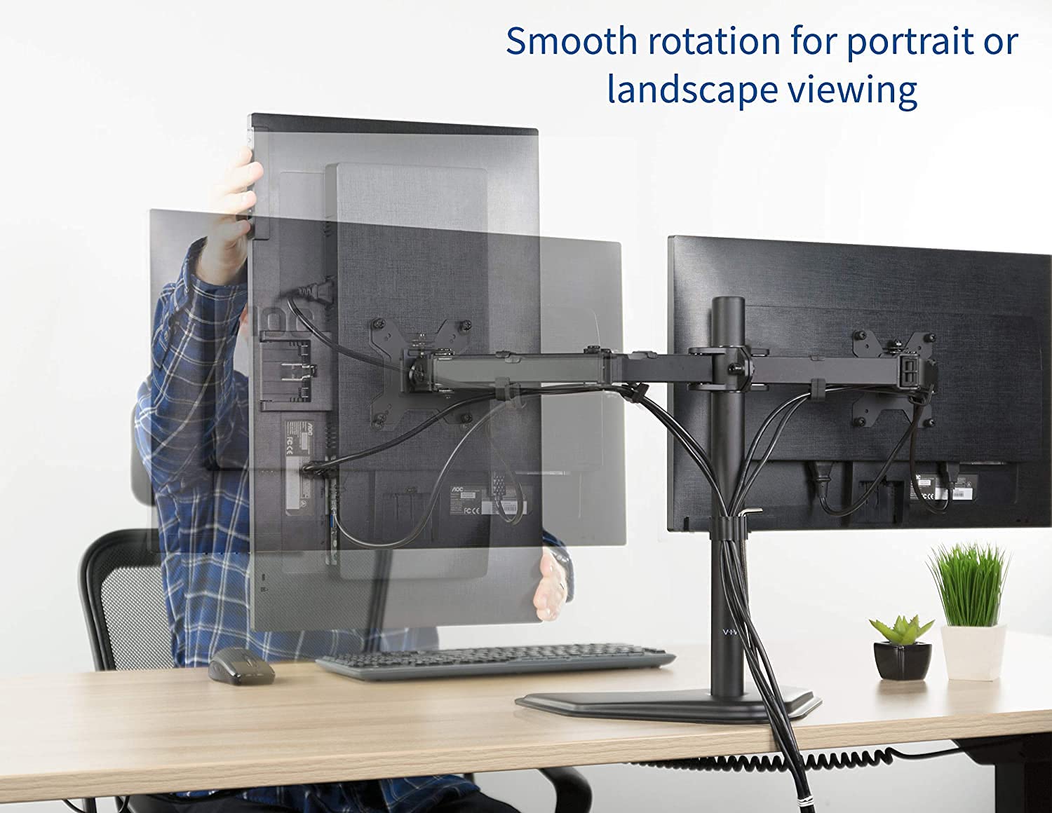 Hi-Lite Essentials Dual Monitor Desk Arm 13"-27" 100 x 100 mm VESA Swivel & tilt Table Top Stand - Image 3