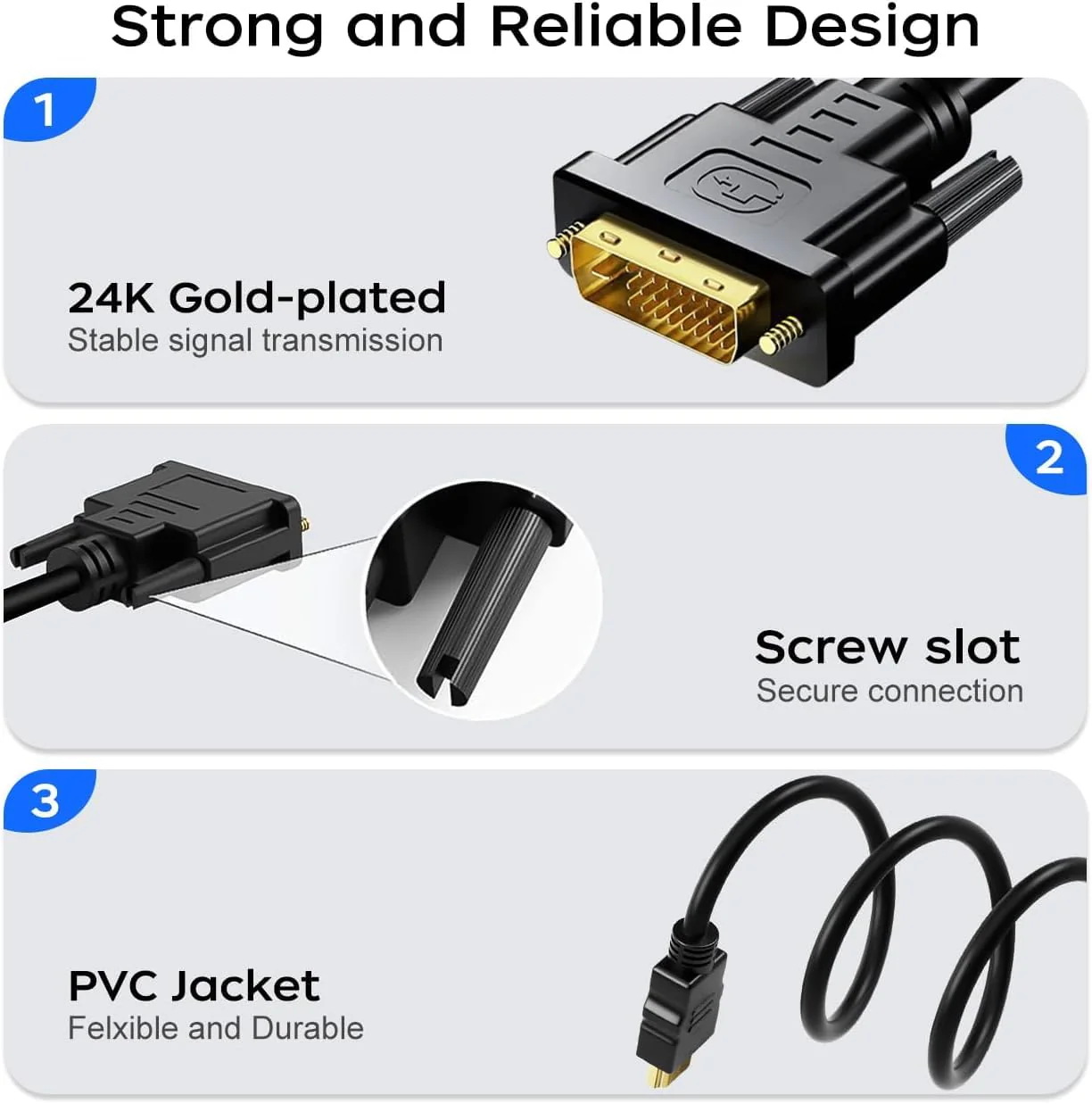 Hi-Lite Essentials HDMI to DVI Adapter Cable 1.5M, Bi-Directional 1080p DVI-D to HDMI Cable Male to Male, HDMI to DVI-D for Raspberry Pi, Ro-ku, X-Box One, PS3/4/5, Blueray, Switch - Image 5