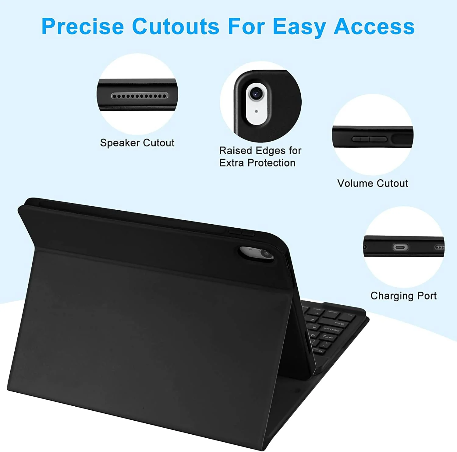 Hi-Lite Essentials iPad Cover Case with Keyboard for iPad 11 (A16, 2025) & 10th Gen with Multi Viewing Angle, PU Leather, Magnetic Detachable Wireless Keyboard case, Pencil Holder - Image 3