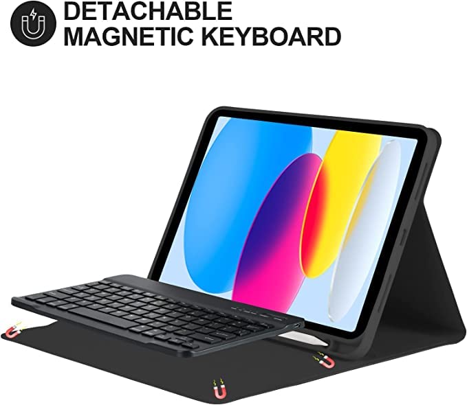 Hi-Lite Essentials iPad Cover Case with Keyboard for iPad 11 (A16, 2025) & 10th Gen with Multi Viewing Angle, PU Leather, Magnetic Detachable Wireless Keyboard case, Pencil Holder - Image 4