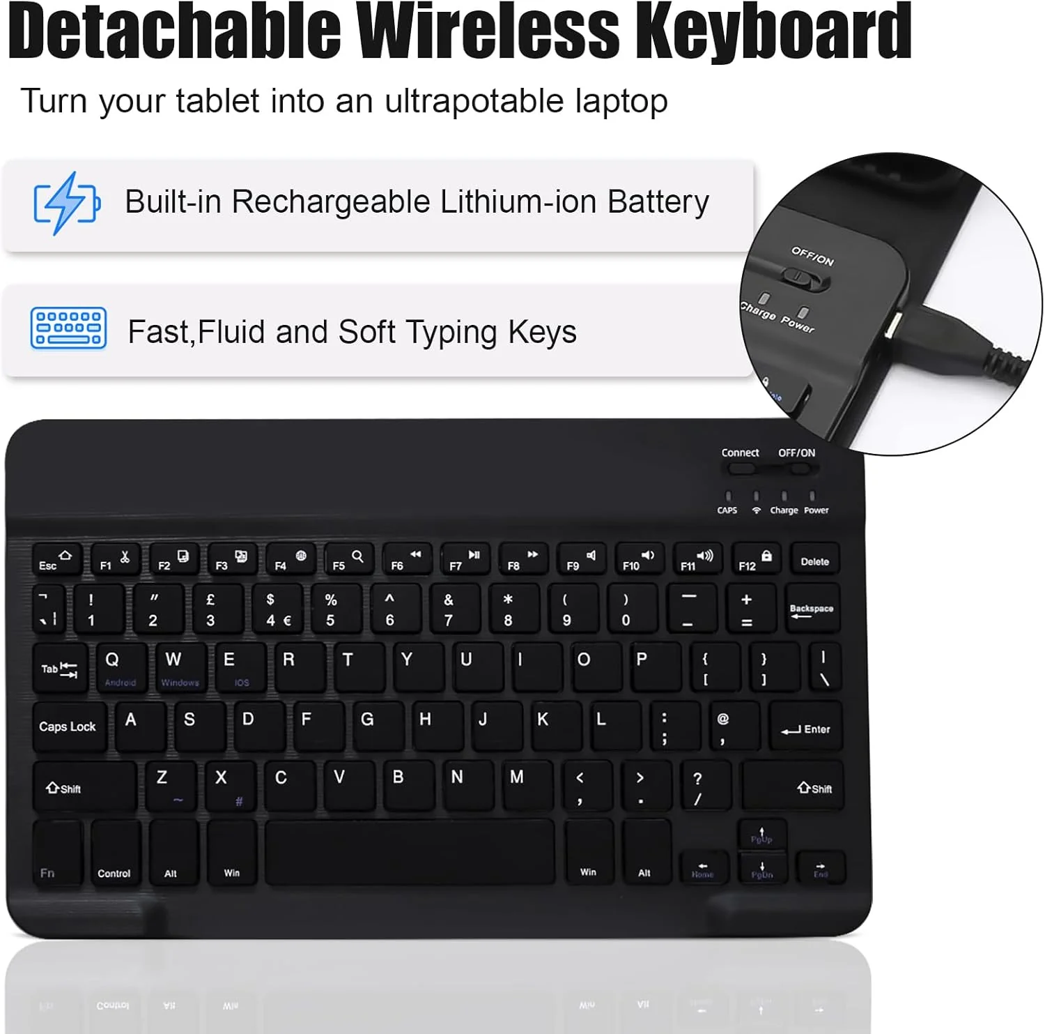 Hi-Lite Essentials iPad Cover with Keyboard for iPad Pro 13 Inch Case 2024 with Detachable Keyboard, Precise Cutouts, Pencil Holder, Multi-Viewing Angles, Wireless Folio Keyboard Case for iPad Pro 13'', Black - Image 4