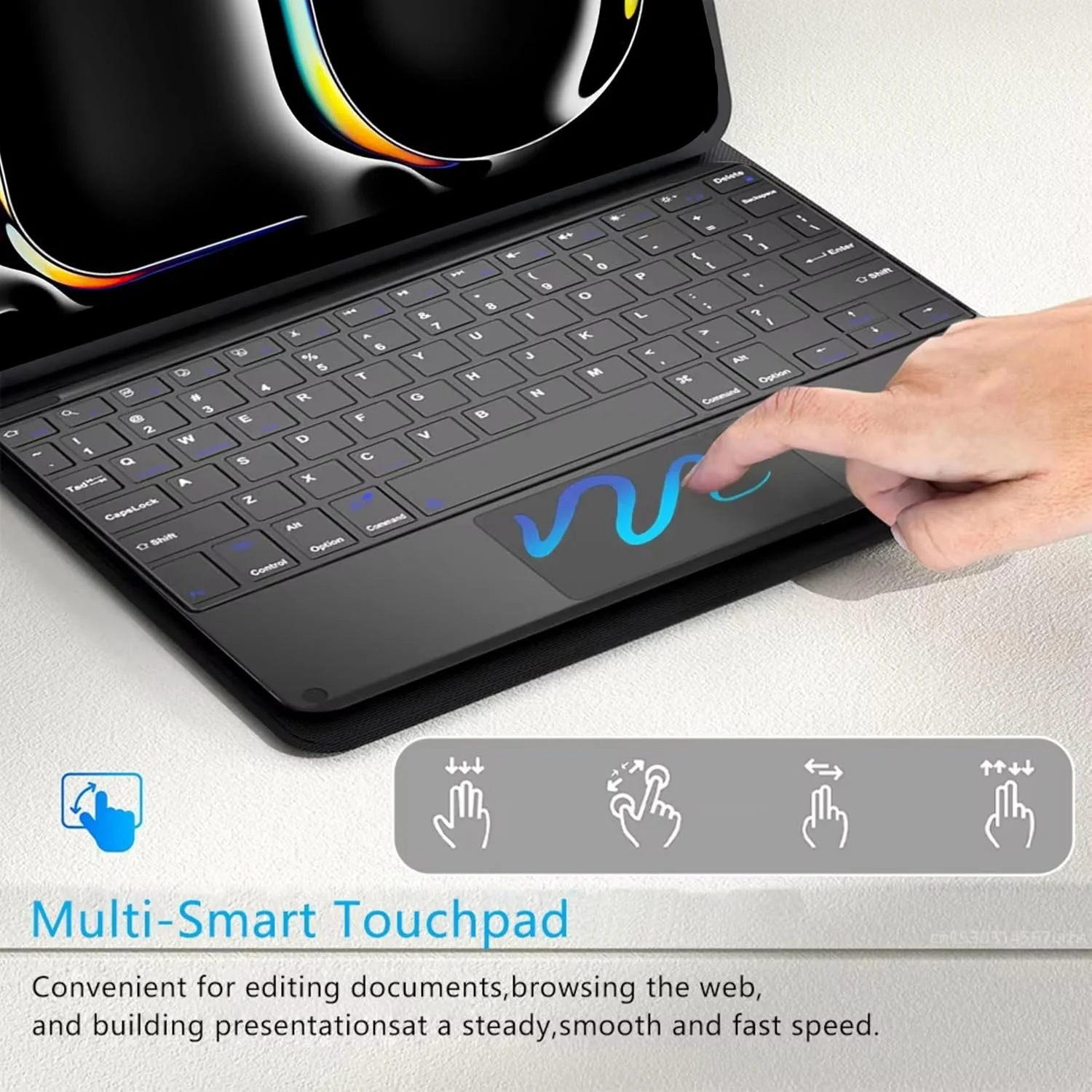 Hi-Lite Essentials iPad Cover with Keyboard Trackpad for iPad Pro 13 Inch Case 2024 with Detachable Keyboard, Precise Cutouts, Pencil Holder, Multi-Viewing Angles, Wireless Folio Keyboard Case for iPad Pro 13'', Black - Image 7