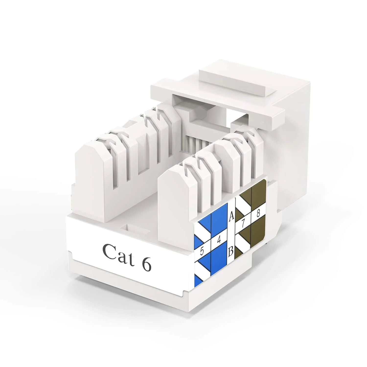 Hi-Lite Essentials Keystone RJ45 Connector, Cat6 Keystone Jacks Ethernet Cable Ends Keystone Modular Female Connectors Network Plug,White - Image 4