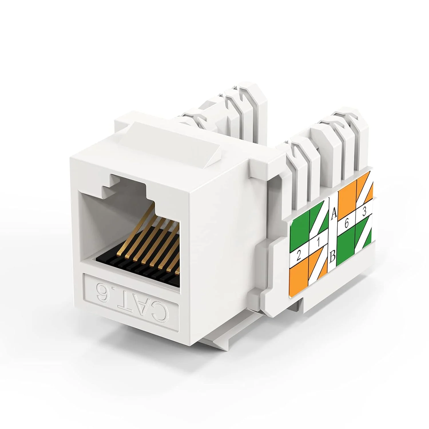 Hi-Lite Essentials Keystone RJ45 Connector, Cat6 Keystone Jacks Ethernet Cable Ends Keystone Modular Female Connectors Network Plug,White - Image 5