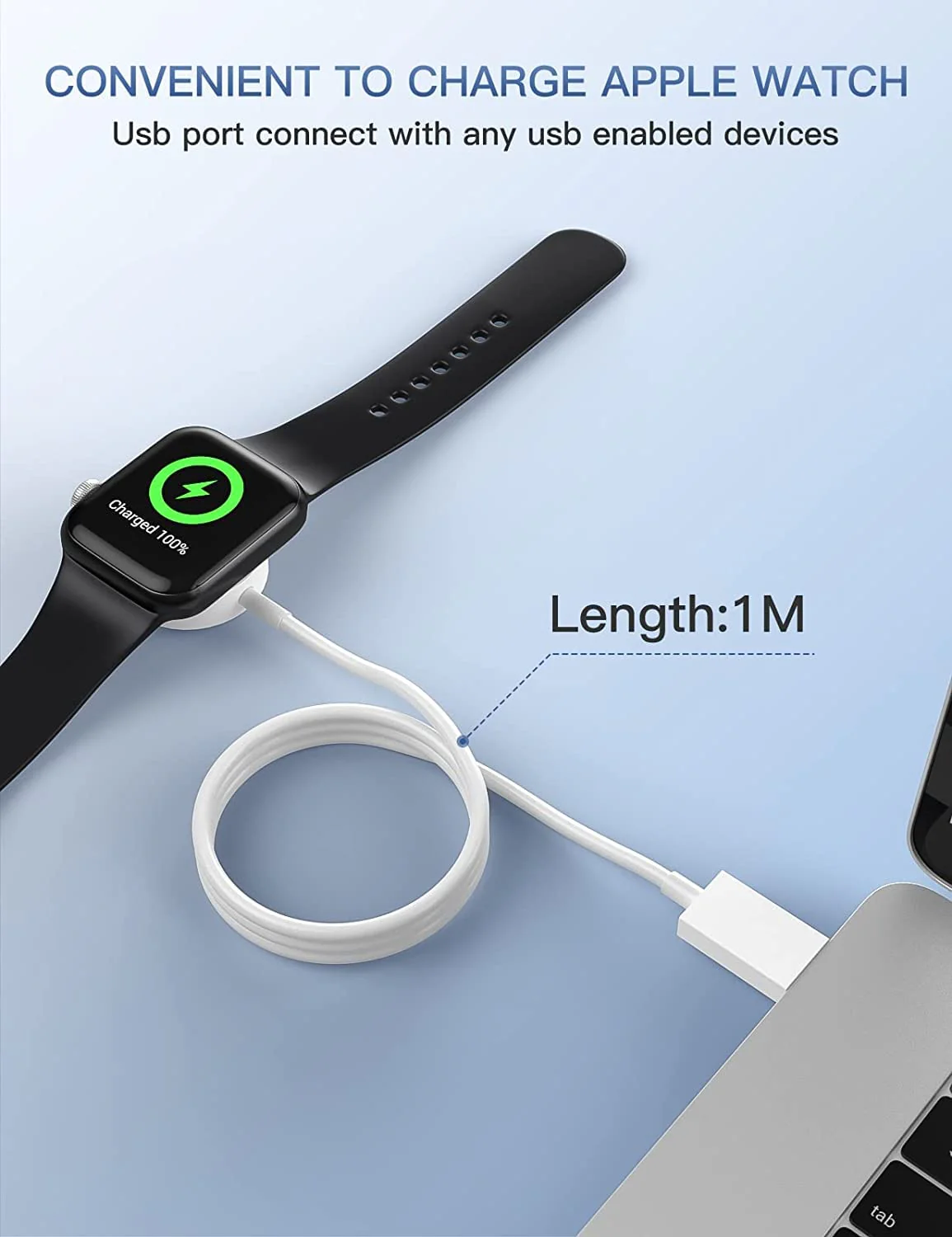 Hi-Lite Essentials Magnetic Fast Charger to USB-C Cable 1m Type C PD iWatch Wireless Charging Compatible for Apple Watch Ultra 49mm & Series 8 7 6 5 4 3 2 1 SE All Versions 38mm 40mm 42mm 44mm 45mm (White) - Image 3