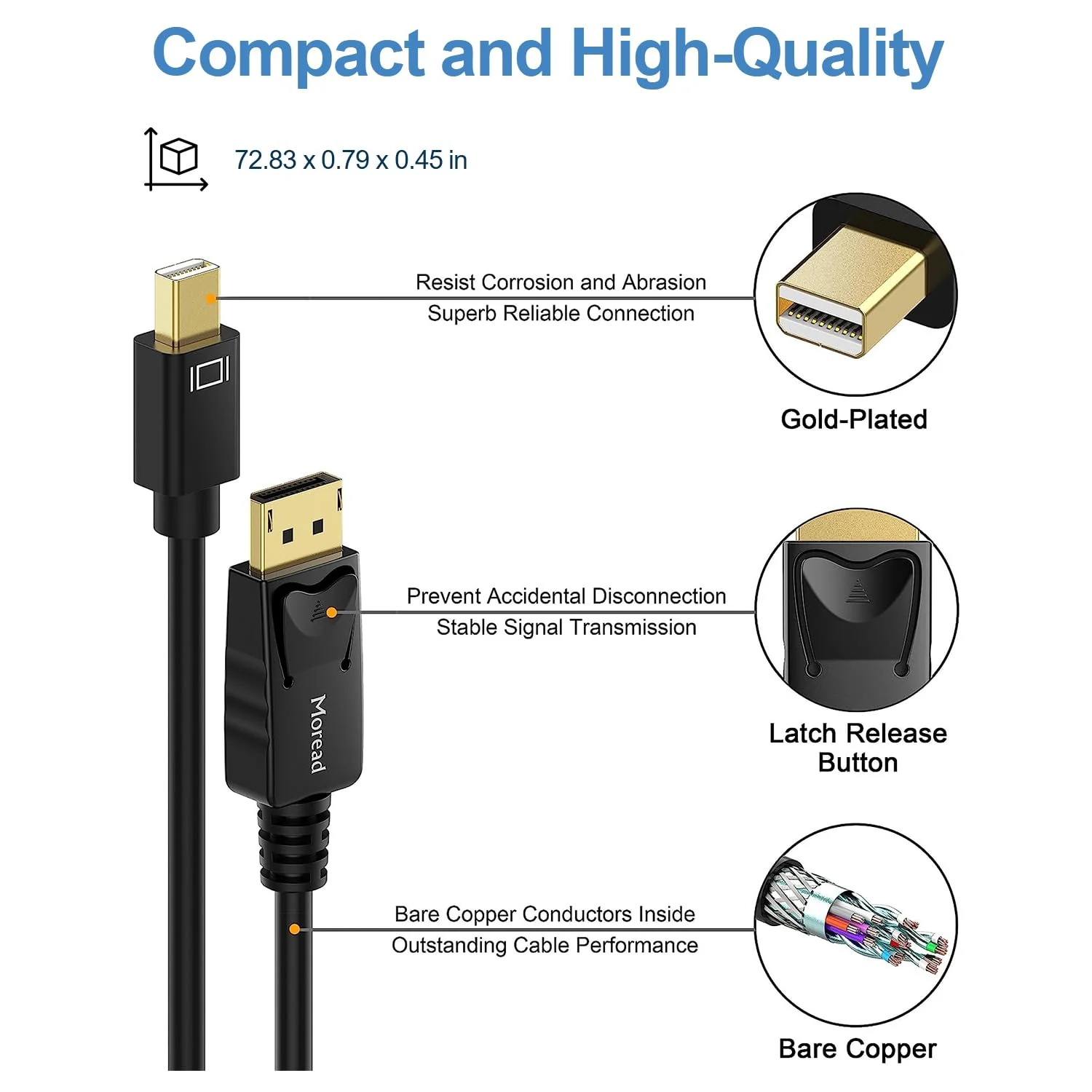 Hi-Lite Essentials Mini DisplayPort to DisplayPort Cable, DisplayPort to Mini DisplayPort Cable, Mini DP to DP Cable, DP to Mini DP Cable, Bidirectional, 8K 60Hz, 1.8 Meter, Black (Thunderbolt 1/2 Port Compatible) - Image 6