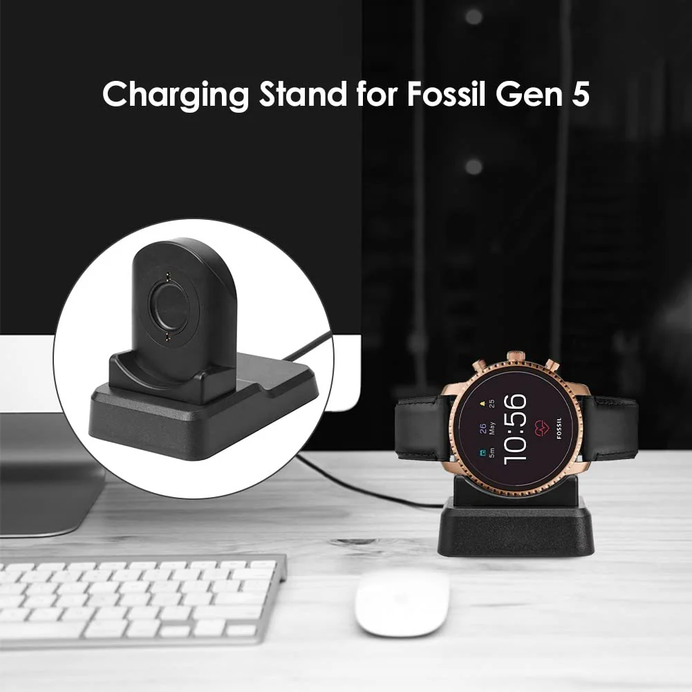 Hi-Lite Essentials Smart Watch Dock USB Fast Charger Stand Compatible with Fossil Gen 5, Gen 4, Diesel, Kate Spade, Puma, Armani (Black) - Image 3