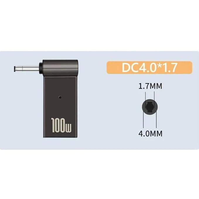 Hi-Lite Essentials Type C to Lenovo 4.0X 1.7MM Pin Laptop Charging Converter 100W for Lenovo IdeaPad Yoga Laptop Series, Chromebook(Does not work with Mobile Chargers) - Image 4