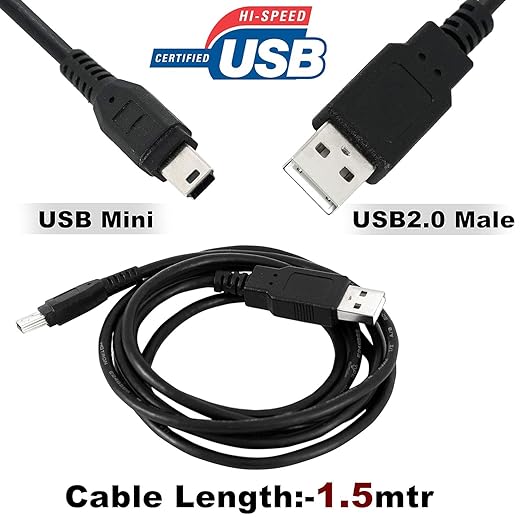 Hi-Lite Essentials Mini USB V3 Cable (2.0 A to Mini 5 pin B Cable) for External HDDS/Camera/Card Readers/ PS3/ Iris Scanner- Superior Quality Copper Cable - Image 4