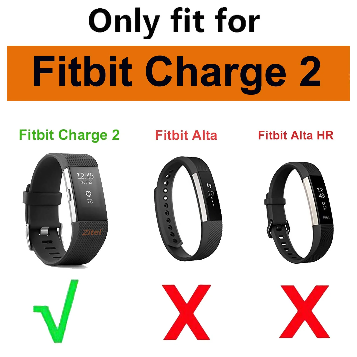 Hi-Lite Essentials USB Charger Dock Cable Compatible With Fitbit Charge 2 / Charge 2 Hr And Charging Adapter - Black - Image 2